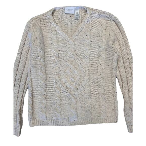 Vintage Liz Claiborne Cable Knit Women’s Comfy Sweater Cream Size S - Picture 2 of 5